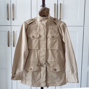 Ralph Lauren Featherweight Field Jacket Womens XS Embroidered Military Coat